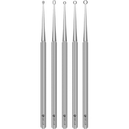 Sklar Sklar Ear Curette Set 5-3/4 Inch Length Single-ended Solid Round Handle Assorted Tip Sizes - 96-1035