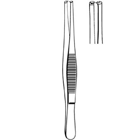 Sklar Merit Tissue Forceps 5-1/2 Inch Physician Grade Stainless Steel NonSterile NonLocking Thumb Handle Straight 2 X 3 Teeth, Serrated Tip - 97-769