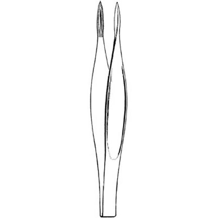 Merit - Splinter Forceps Feilchenfeld 3 Inch Length Mid Grade Stainless Steel NonSterile NonLocking Thumb Handle Straight - 97-784