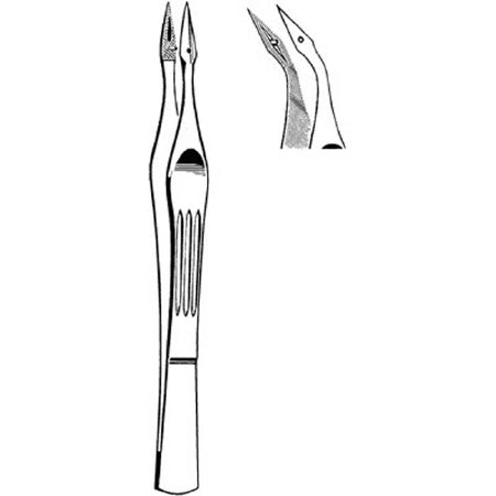 Merit - Splinter Forceps Carmalt 4-1/2 Inch Length Mid Grade Stainless Steel NonSterile NonLocking Thumb Handle Curved Pointed Tip - 97-793