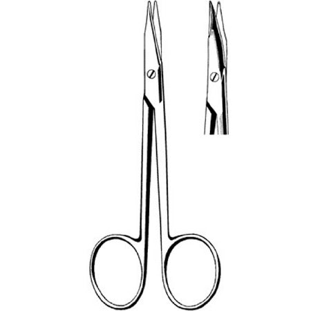 Merit - Tenotomy Scissors Stevens 4-1/8 Inch Length Office Grade Stainless Steel NonSterile Finger Ring Handle Curved Blunt Tip / Blunt Tip - 98-161