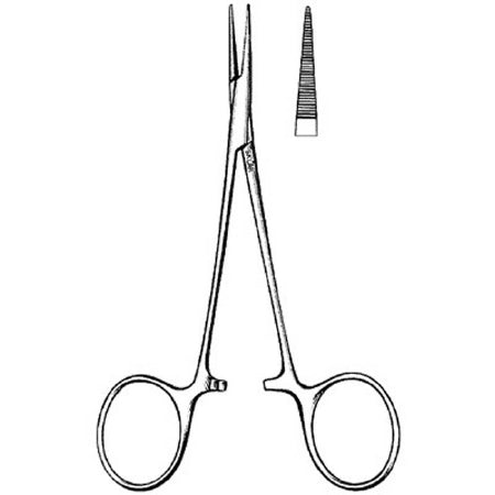 Sklar - Hemostatic Forceps Jacobs-Mosquito 5 Inch Length Surgical Grade Stainless Steel NonSterile Ratchet Lock Finger Ring Handle Straight Delicate Serrated Tips - 98-2050