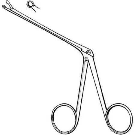 Merit - Ear Forceps Alligator 5-1/2 Inch Length Mid Grade Stainless Steel NonSterile NonLocking Finger Ring Handle Straight Very Delicate 1.5 mm Round Cups - 98-236