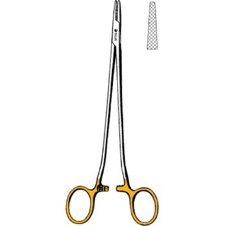 Sklar TC - Needle Holder 10-1/2 Inch Length Straight Serrated Tips Finger Ring Handle - 21-8037