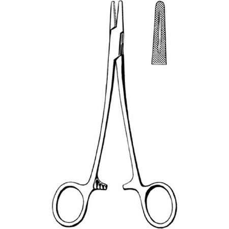 Sklar Econo Needle Holder 7 Inch Straight Serrated Tip Finger Ring Handle - 21-853