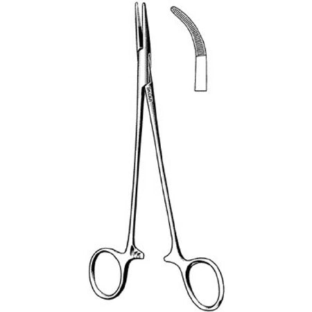 Sklar Sklar Hemostatic Forceps Adson 7-1/4 Inch Premium OR Grade Stainless Steel NonSterile Ratchet Lock Finger Ring Handle Curved Serrated Tips - 50-1472