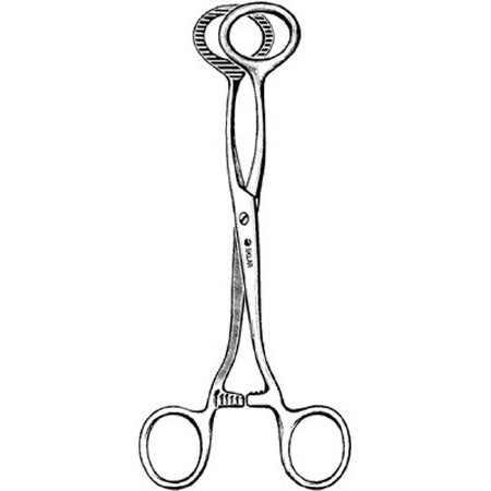 Sklar - Grasping Forceps Collins 7 Inch Length OR Grade Stainless Steel NonSterile Ratchet Lock Finger Ring Handle Straight Serrated Fenestrated Oval Tips - 07-1570