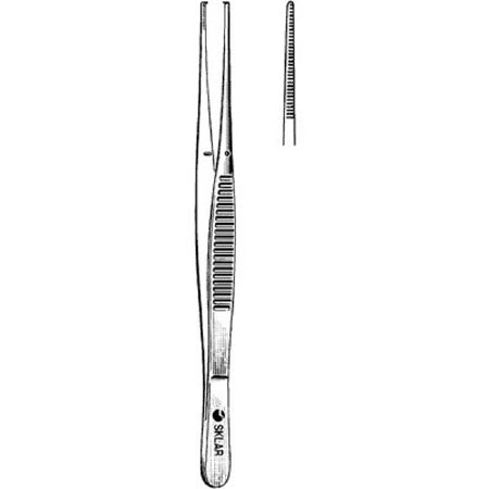 Sklar Sklar Tissue Forceps Cushing 7 Inch Surgical Grade Stainless Steel NonSterile NonLocking Thumb Handle Straight Serrated Tip - 22-6770