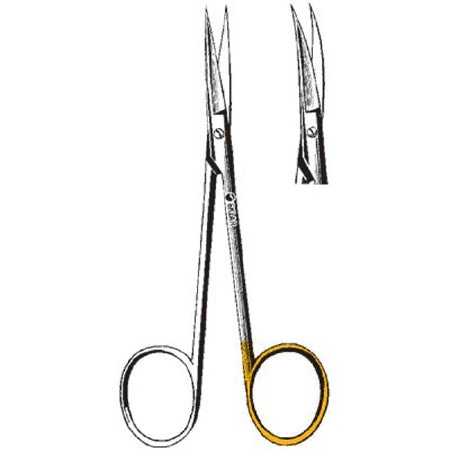 Sklarlite Sklarcut - Iris Scissors 4-1/2 Inch Length OR Grade Stainless Steel Finger Ring Handle Curved Sharp Tip / Sharp Tip - 23-1270