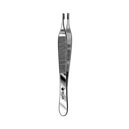 Sklar - Tissue Forceps Adson-Brown 4-3/4 Inch Length Surgical Grade Stainless Steel NonSterile NonLocking Thumb Handle Straight Serrated Tip - 23-2603