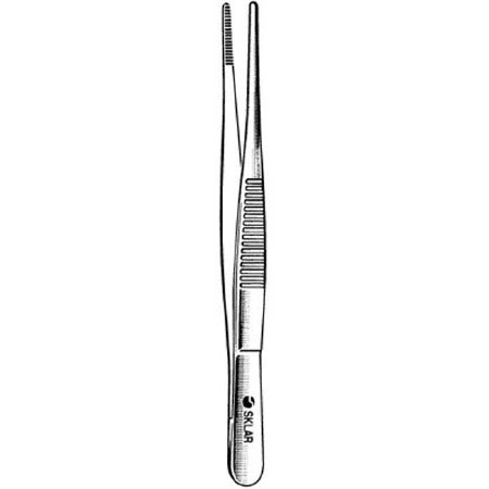 Sklar Dressing Forceps 5 Inch Surgical Grade Stainless Steel NonSterile NonLocking Thumb Handle Straight Serrated Tip - 19-1050