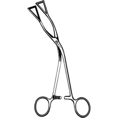 Br Surgical Gallbladder Forceps Lovelace 7 Inch Length Surgical Grade Stainless Steel Nonsterile Ratchet Lock Finger Ring Handle Angled Triangular Tip - BR98-12014