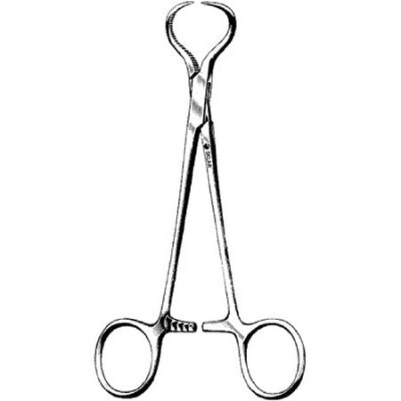 Sklar - Bone Holding Forceps Lewin 7 Inch Length OR Grade Stainless Steel NonSterile Ratchet Lock Finger Ring Handle Straight Serrated Tips with 1 X 1 Prongs - 40-2670
