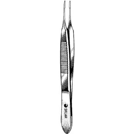 Sklar Sklar Suture Forceps McPherson 3-1/4 Inch Surgical Grade Stainless Steel NonSterile NonLocking Thumb Handle Straight 0.3 X 4 mm Smooth Tips w/Tying Platform - 66-6150
