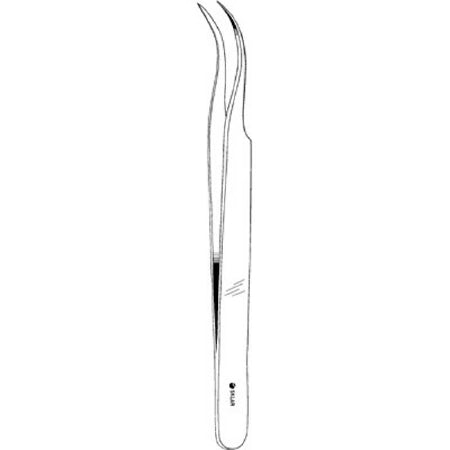 Sklar - Tissue Forceps Jeweler 4-3/4 Inch Length Surgical Grade Stainless Steel NonSterile NonLocking Thumb Handle Curved No.7 Fine Pointed Tips with Smooth Jaws - 66-7644