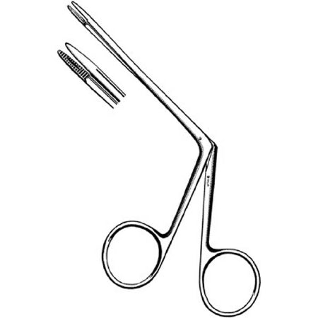Sklar - Ear Forceps Littauer 3 Inch Length Surgical Grade Stainless Steel NonSterile NonLocking Finger Ring Handle Straight Serrated Tip - 67-1052
