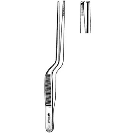 Sklar Ear Forceps Lucae 5-1/2 Inch Surgical Grade Stainless Steel NonSterile NonLocking Thumb Handle Straight Serrated Tips w/1 X 2 Teeth - 67-1555