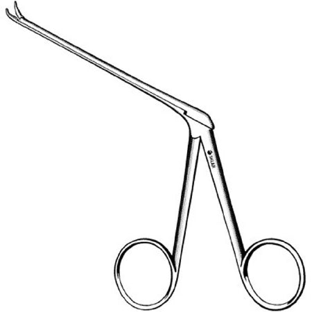Sklar Sklar Ear Forceps Alligator 3-1/4 Inch Premium OR Grade Stainless Steel NonSterile NonLocking Finger Ring Handle Slightly Curved Right Delicate 4 mm Blunt Serrated Jaws - 67-8008