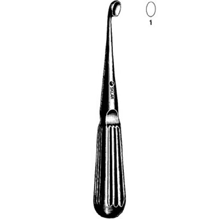 Sklar Sklar Bone Curette Bruns 6-3/4 Inch Length Single-ended Hollow Handle with Grooves Size 1 Tip Straight Oval Cup Tip - 40-7111
