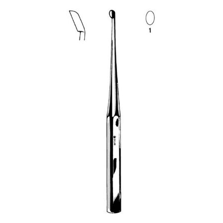 Sklar - Bone Curette Bruns 9 Inch Length Hexagonal Solid Handle Size 1 Tip Straight Oval Cup Tip - 40-7333