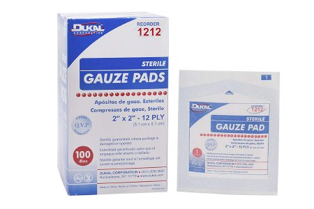 Dukal Dukal Gauze Sponge Cotton 12-Ply 2 X 2 Inch Square Sterile - 1212