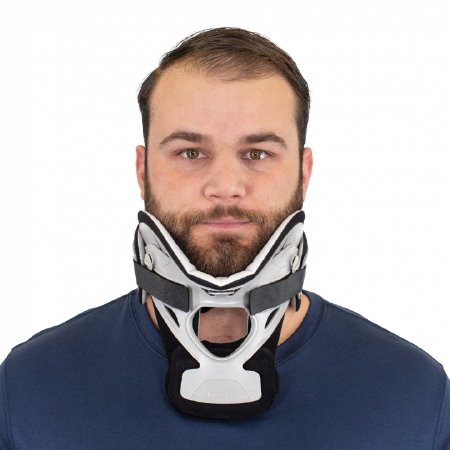 ProCare XTEND 174 - Rigid Cervical Collar Preformed Adult Short Two-Piece / Trachea Opening 2 Inch Height 10 to 20 Inch Neck Circumference - 79-83203