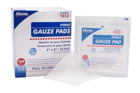 Dukal - Gauze Sponge Cotton 12-Ply 4 X 4 Inch Square Sterile - 1412