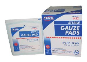 Dukal Gauze Sponge Cotton 12-Ply 4 X 4 Inch Square Sterile - 6412