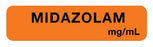 United Ad Label Pre-Printed Label Anesthesia Label MIDAZOLAM/mg/mL Orange 5/16 X 1-1/4 Inch - ULAM795
