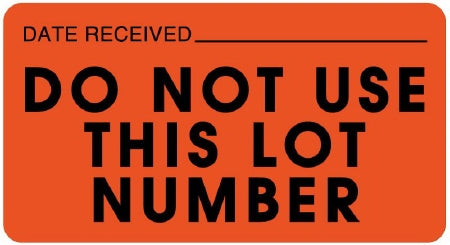 United Ad Label Pre-Printed / Write On Label Communication Fill In DATE RECEIVED ________________DO NOT USE THIS LOT NUMBER Fluorescent Red 1-5/8 X 3 Inch - ULLR142