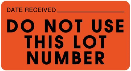 United Ad Label - Pre-Printed / Write On Label Advisory Label Red Paper DATE RECEIVED ________________DO NOT USE THIS LOT NUMBER Quality Control Label 1-5/8 X 3 Inch - ULLR142