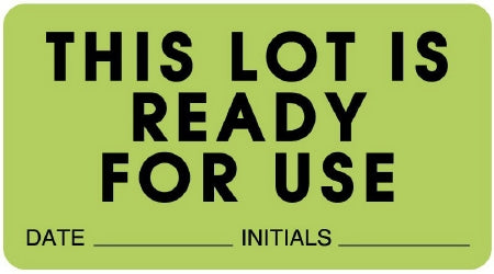 United Ad Label Pre-Printed Label Instructional Label THIS LOT IS READY FOR USE DATE____________INITIALS____________ Light Green 1-5/8 X 3 Inch - ULLR143