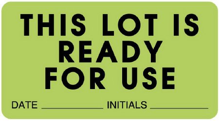 United Ad Label - Pre-Printed Label Advisory Label Light Green Paper THIS LOT IS READY FOR USE DATE____________INITIALS____________ Quality Control Label 1-5/8 X 3 Inch - ULLR143