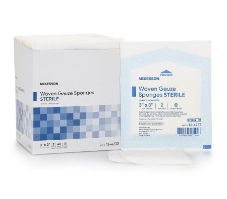 McKesson McKesson Gauze Sponge Cotton 12-Ply 3 X 3 Inch Square Sterile - 16-4232