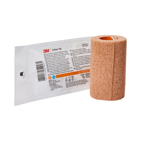 3M Coban LF - Cohesive Bandage 4 Inch X 5 Yard Standard Compression Self-adherent Closure Tan Sterile - 2084S