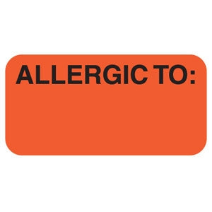 Tabbies Pre-Printed Label Allergy Alert Allergic To: Red 3/4 X 1-1/2 Inch - 40525