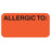 Tabbies Pre-Printed Label Allergy Alert Allergic To: Red 3/4 X 1-1/2 Inch - 40525
