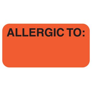 Tabbies - Pre-Printed Label Allergy Alert Red Allergic To: Black Alert Label 3/4 X 1-1/2 Inch - 40525