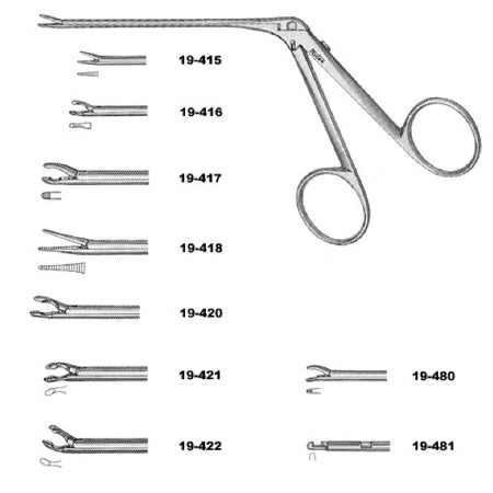 Miltex - Ear Forceps House 2-3/4 Inch Length OR Grade German Stainless Steel NonSterile Finger Ring Handle Angled Right 15° 0.6 mm x 1 mm Cups - 19-422