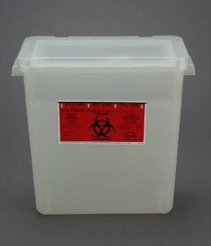 Bemis Healthcare Bemis Sentinel Phlebotomy Sharps Container Nestable 13-1/2 H X 13-7/8 L X 6-7/8 W 3 Gallon Translucent Horizontal Entry Lid - 303020