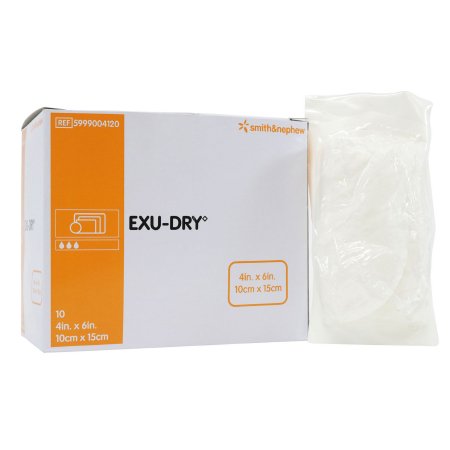 EXU-DRY Anti-Shear - Super Absorbent Dressing 4 X 6 Inch Polyethylene / Rayon / Cellulose Rectangle Sterile - 5999004120