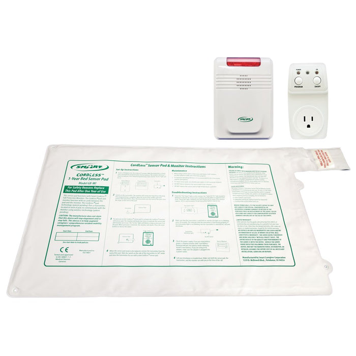 Smart Caregiver Smart Light Outlet with Economy Cordless Monitor and 20"x 30" 1-Year Bed Pad with remote reset- 433SBW1EC-SYS