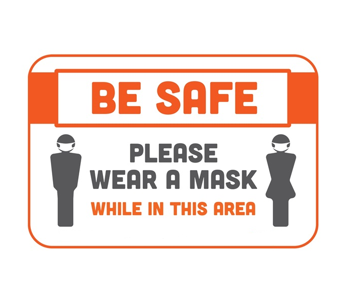 BeSafe Messaging Commercial Wall Decals - Orange & White, 6" x 9", Pack of 3
