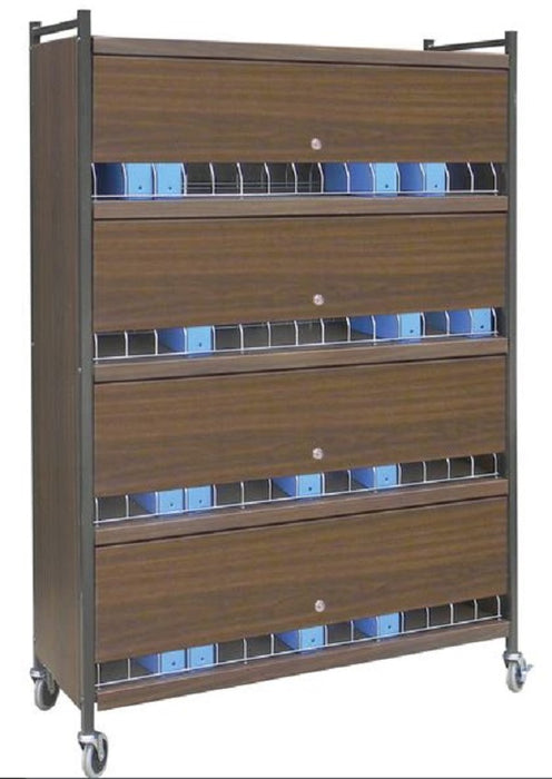 Omnimed Extra Wide Privacy Style Chart Rack (Wired Dividers & Lockable), Beige