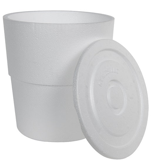 US Plastic Corp. Leaktite 5 Gallon Bucket Styrofoam Companion Coolers with Lid Case of 12 - BC5GCOOL012