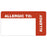 Tabbies Allergy Labels, "Allergic To: (Wrap-Around)" White &  Red - 1-3/4"W x 3-1/4"H, 500 per Roll - 40563