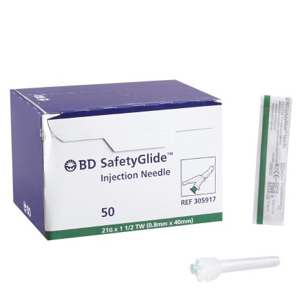 SafetyGlide - Hypodermic Needle Sliding Safety Needle 21 Gauge 1-1/2 Inch Length Regular Wall - 305917