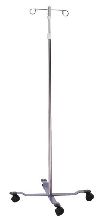 McKesson McKesson IV Stand Floor Stand 2-Hook 4-Leg, Dual-Wheel Nylon Casters, 22 Inch Epoxy-Coated Steel Base - 81-11300