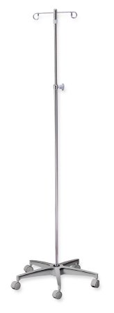 McKesson McKesson IV Stand Floor Stand 4-Hook 5-Leg, Dual-Wheel Nylon Casters, Cast Aluminum Base - 81-11360