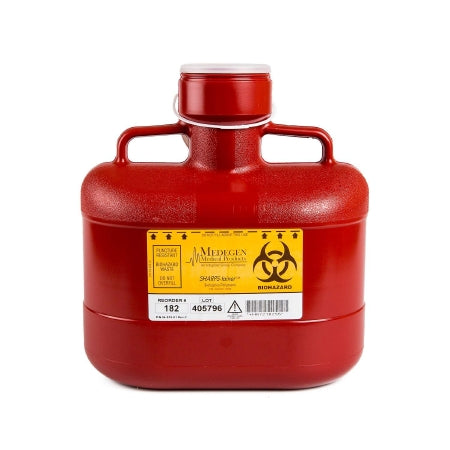 Medegen Medical Products LLC SharpStainer Sharps Container 1-Piece 11 H X 10 W X 6 D Inch 6.2 Quart Red Screw Lid - 182S